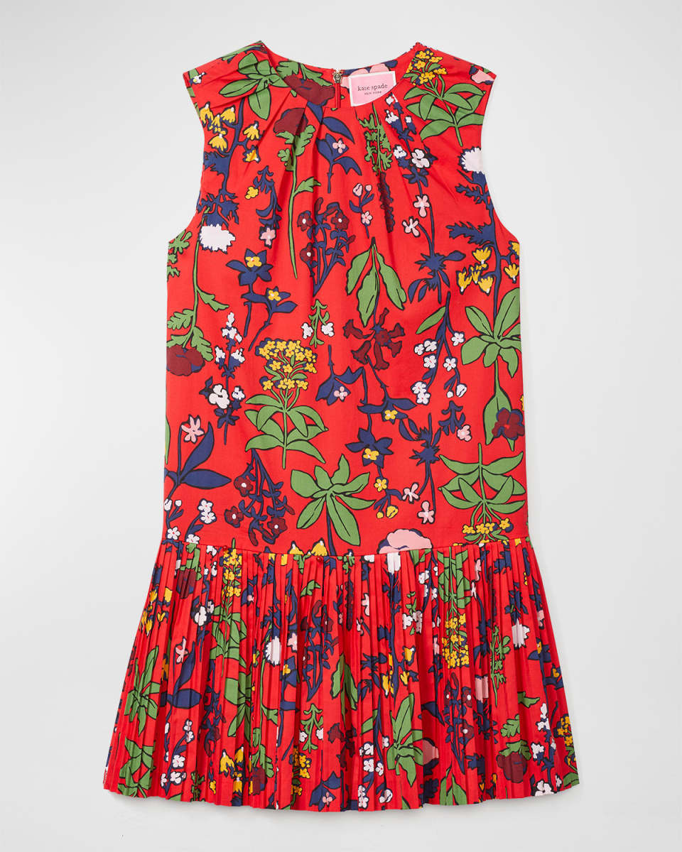 botanical garden pleated shift dress